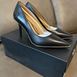 Coach Waverly Black Heels with Gold Accents